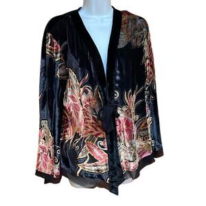 Aria. A Pure Silk Abstract Print Open Jacket. L